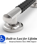 Close-up view of 1-1/4 X 24 Inch Stainless Steel Bath Safety Grab Bar With No Slip Rubber Grip ADA Compliant 500 Lb Load Capacity