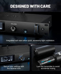 Smart UHF Wireless Microphone System for Live Shows with Dual Cordless Mics, Auto Scan and Sync showing transmitter lock