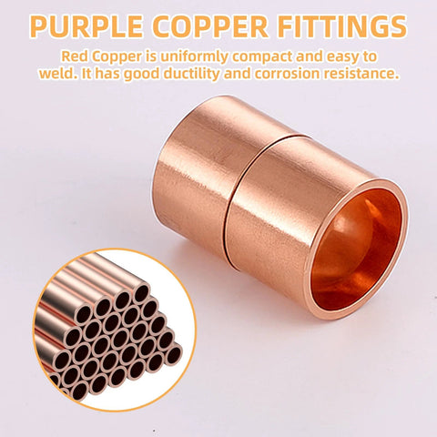 Five-piece 3/8 in ID copper straight sweat fittings with dimple stop for HVAC tubing