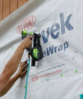 Solid Grip 1 Inch Plastic Cap Staples 2000 Ct Spool 7/8 Inch Long 18 Gauge Crown Fasteners used with pneumatic stapler on Tyvek housewrap.