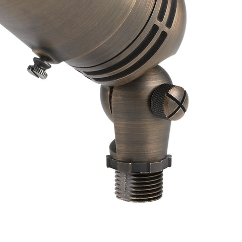Close-up of adjustable cowl joint on 12V MR16 Adjustable Cowl Brass Accent Light For Landscape Lighting In Centennial Brass Finish