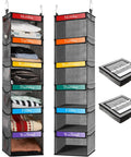 Two Pack Six Shelf Weekly Kids Clothes Organizer With Side Pockets For Weekday Monday To Friday Outfits And Weekend Storage 47 Inch Gray