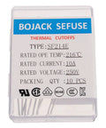 SF214E 10A 250V Thermal Fuse Pack Of 10 For Electronics And Appliances, 216 Degrees Celsius Cutoff, Organic Type Thermal Cutoff Fuses For High Temp Safety And Overheat Protection, plastic case