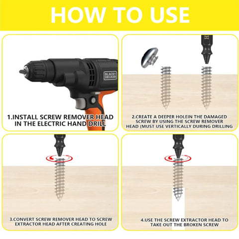 How to use Damaged Screw Extractor Set For Stripped Screws Bolts And Rusted Hardware 6 Piece HSS Drill Bit Bolt Extractor Kit.