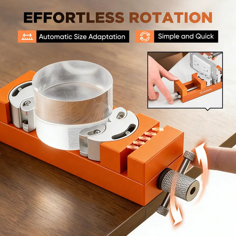 Fractal Vise Self Adjusting Drill Press Bench Vice With Adaptive Jaw Clamping For Flat Round And Irregular Parts Durable Orange Finish Keeps Small Parts Locked In While You Work, orange metal vise holding round part