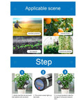 Steps to use Soil Tester Nutrient Meter With NPK Sensor for gardens, showing farmland, orchard, soil research, and greenhouse.