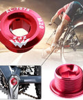 Legit Heavy Duty M20 Crankset Screws 7075 Aluminum Alloy CNC Machined Bicycle Crank Arm Bolts close-up view in red color.