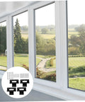 Heavy Duty Aluminum Window Hinge Casement Hardware For Home Decor Accessories Delivers Smooth Operation And Quick Installation In Tight Spaces Built To Last And Great For DIY Projects And Contractors with black aluminum hinges shown against a scenic window view.
