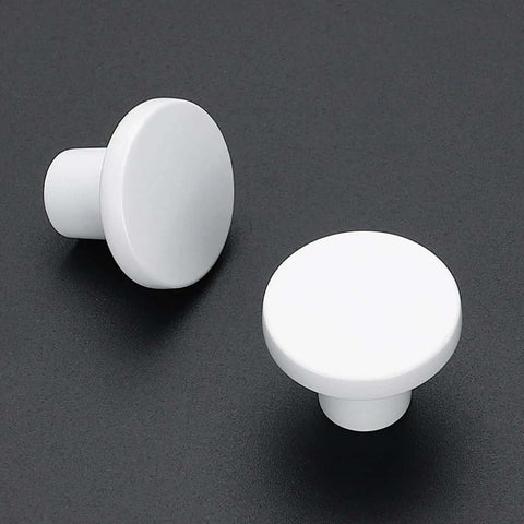 15 Pack White Cabinet Knobs Round Drawer Pulls Single Hole For Dresser Kitchen Bathroom Modern 30mm 1.25 Inch close-up view