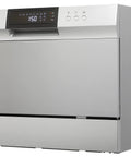 Total Game Changer Compact Countertop Dishwasher In Brushed Stainless Steel With Quick Connect Faucet Setup For Six Place Settings And Clean Dishes In A Snap Featuring Energy Efficient Eco Mode, modern design with digital controls.