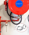 Hose reel with Three Hundred Piece Hose Clamp Set With Eight Sizes Ranging From Quarter Inch To One And Three Quarters Inch 304 Stainless Steel Worm Gear Clamps
