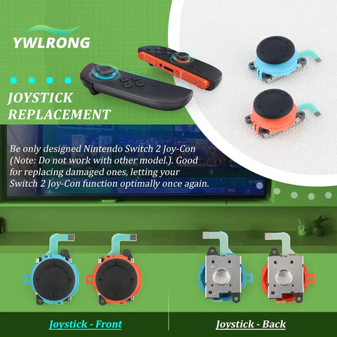 2 Pack 3D Analog Joysticks For Switch 2 Joy Con Replacement Kit Anti Drift Thumbsticks Repair Set Durable Replacement Sticks