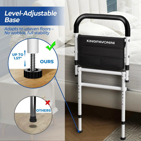 Senior Safe Bed Rails For Seniors With ASTM Approved, 400Lb AntiWobble Support, bed cane with adjustable feet and non slip handle
