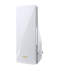 WiFi 6 Range Extender With AiMesh, AX3000 Dual Band Speeds Up To 3000 Mbps, side view showing vent design and logo