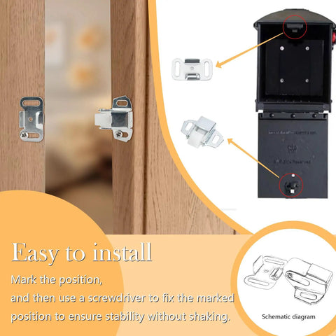 Two Pack Heavy Duty Mailbox Replacement Roller Catch Assembly Made From Durable Galvanized Steel installed on wooden frames.