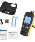 Two Channel K J T Thermocouple Data Logger With USB Temp Recorder And Dual Probes, case, cables, batteries, and manual.