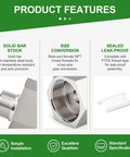 No Sweat 304 Stainless Steel Hex Reducer Adapter For Heavy Duty Plumbing showing solid bar stock design and size conversion features.