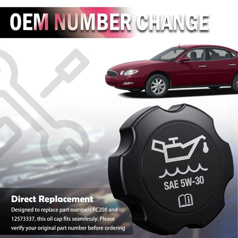 Durable Engine Oil Filler Cap Replacement That Snaps In Easy, Direct Fit for FC208 and 12573337 with car and instructions