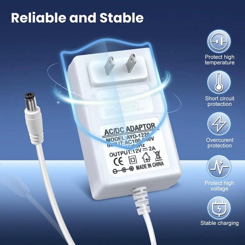 Beefy 24W 12V DC Power Supply With On Off Switch For LED Strip Lights, 100 To 240V AC Input To 12V DC Wall Plug Transformer