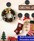 Decorative wall with Vacuum Suction Cup Hooks For Shower And Bathroom Removable Towel Hooks, Christmas decor displayed.