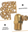Complete 60-Piece Grease Fitting Kit SAE To 4-28, Straight, 45 Degree And 90 Degree Angles, brass material details, close-up view