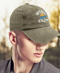 Life Is Better By The River Quote Baseball Hat For Men, Dope Camping Ready Cap, Cool Summer Hat on model outdoors