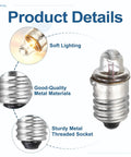 Genuine Top Shelf Slick Four Pack E10 Miniature Screw Base Light Bulbs 3 Volt 0.3 Amp Warm Yellow Glow Lamps showcasing soft lighting features.