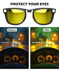 Before and after view with 4 Pack Polarized Clip On Lenses For Meta Wayfarer Gen 2 Smart Glasses M Size 50 22 RW4006 RW4012