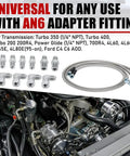 Killer 6AN Transmission Cooler Hose Kit 52 Inch Stainless Steel Braided PTFE Oil Lines with AN6 adapters for various transmissions.