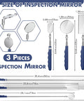 Three Piece Telescoping Inspection Mirror Set With Stainless Steel Handles For Mechanics And Techs Extendable Long Reach Mirrors In Square Round And Oval Shapes 25mm 50mm 50mm Sizes Heavy Duty Handy Tool Kit