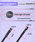 Heavy Duty Replacement Drive Belt Kit dimensions for 8 Ft Garage Door Opener Belt Assembly, including length and grooves.