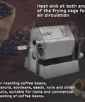 Badass Build Hella Spacious Gas Coffee Bean Roaster With Thermometer And Stainless Steel Drum For Home And Commercial Use showcasing heat sink.