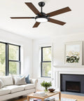 52 Inch Cool Modern Ceiling Fan With Lights And Smart Remote App Control 6 Speeds 3CCT Dimmable 30W LED Quiet DC Motor Black Finish
