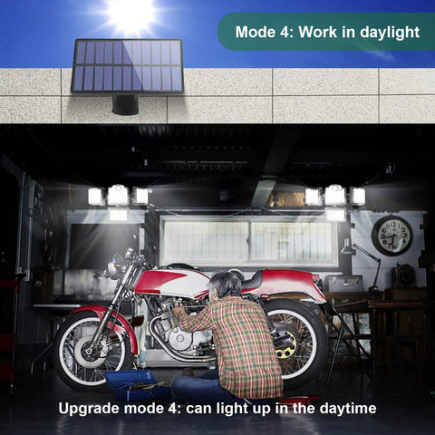 Solar Outdoor Motion Sensor Flood Light With Remote Control No Brainer Waterproof Security LED Wall Light in daylight mode