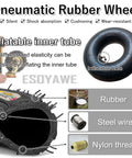 Straight Up Heavy Duty 10 Inch Pneumatic Casters, Air Filled Rubber Wheels Roll Smooth As Butter, inner tube and rubber tire details.