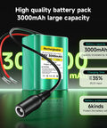 24V 3.0Ah Li Ion Battery Pack With Charger For DIY Projects and RC Cars, green battery image showing capacity label and connector