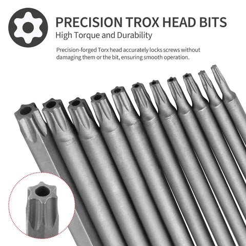 Heavy Duty Extra Long Torx Bit Set That Cranks Down Tight Junk Like A Champ S2 Steel Security Driver Bits in precision design.