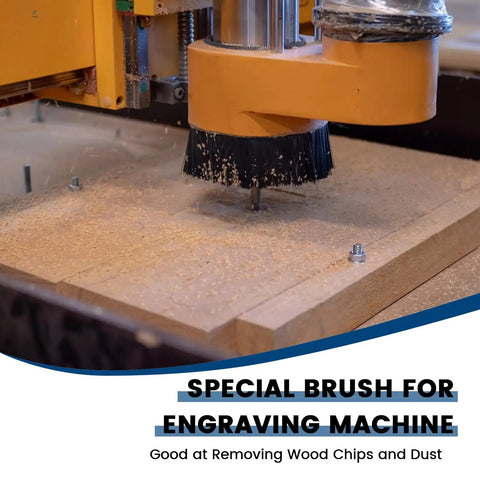 CNC Vacuum Brush Beefy Nylon Dust Shoe For CNC Router And Milling Machines in action on wood surface