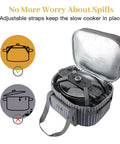 Double Layer Slow Cooker Carrier Bag For 6 To 8 Quart Oval Crock Pot Insulated Travel Case with open lid showing interior straps