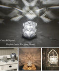 Handmade 48 Crystal Modern Silver Chrome Table Lamp For Nightstand And Bedroom Sparkling Diamond Glow Accent Light displayed