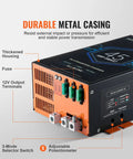 Straight Up Solid 45 Amp RV Converter 120V AC To 12V DC Smart Battery Charger showing durable metal casing, 12V output terminals, and controls.
