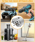 High Speed 12V Ride On Car Motor With Metal Gear 40000 RPM Brushed DC Motor Includes 5 Gear Types shown with toys and tools.