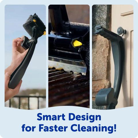 Bristle Free Grill Brush With Steam Power For Outdoor Grills Steel Scraper And Scrub Pad FlexTexture Core close-up of design features