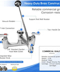 Commercial Mop Sink Faucet With Vacuum Breaker, Wall Mount 8 Inch Center Service Sink Faucet, 3/4 Inch Hose Thread, Pail Hook