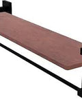 22 Inch Solid Ipe Ironwood Integrated Towel Bar Wood Shelf With Concealed Mounting Hardware Wall Mounted Matte Black Finish Montero Collection