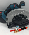 Built Right Angle Grinder Water Sprayer Nozzle stainless steel coolant kit attached to an angle grinder for wet cutting.