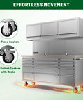 72 Inch Heavy Duty Tool Chest And Rolling Workbench With 15 Drawers, Wheels, Three Upper Cabinets, Pegboard, And Power Strip For Garage