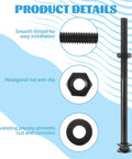 Beefy Black Carriage Bolt Kit Heavy Duty One Half Inch Diameter Eight Inch Length Includes Twelve Bolts Twelve Washers Twelve Nuts Galvanized For Fastening Accessories And Woodworking Projects with smooth thread