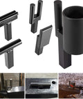 Pro Grade Five Piece Blacksmith Anvil Hardy Tool Set with hot cut tool, creasing stake, bottom fuller, and bending fork displayed.