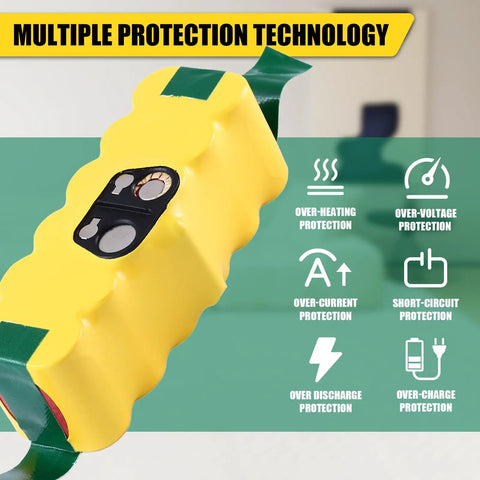 Beefed Up 4500mAh 14.4V NiMH Replacement Battery For Roomba 500 510 531 with multiple protection technology features